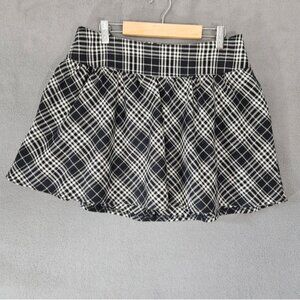 Vintage 90s Wet Seal Mall Goth Mini Skirt Black Plaid USA Made Large